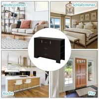 HOMCOM Sideboard, Kommode, Beistellschrank, Standschrank mit 2 Türen und 3 Schubladen, Dunkelkaffee, Spanplatte, 120 x 38 x 84 cm(m-5)