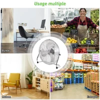 HOMCOM Ventilateur de bureau puissant 100 W avec 3 vitesses et inclinaison réglable à 120° pour chambre bureau à domicile gris(m-7)