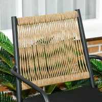 Outsunny Gartensitzgruppe für 2 Personen, Rattanoptik, runder Tisch, zwei Stühle, inkl. Sitzkissen, Sandfarbe(m-9)