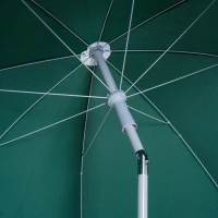 Outsunny 2.2m Beach Umbrella, Portable Parasol with Tilting Function, Outdoor Sunshade Shelter with 8 Ribs, Green(m-9)