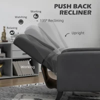 HOMCOM Wingback Recliner Chair for Home Theater, Button Tufted Microfibre Cloth Reclining Armchair with Leg Rest, Deep Grey(m-4)