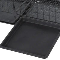 PawHut Jaula para Animales Pequeños Parque Modulable y Desmontable con 4 Puertas 6 Bandejas Extraíbles 111x75x119 cm Negro(m-9)