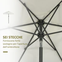 Outsunny Ombrellone da Giardino 2.3x2.2m Inclinabile con Palo Centrale e Manovella, Crema(m-7)