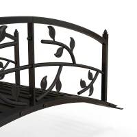 Outsunny 1.2M Metal Decorative Vine Pattern Arch Garden Bridge, Black(m-8)
