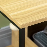 PawHut Maison de toilette pour chat style industriel porte entrée latérale boule suspendue châssis acier aspect bois clair(m-9)