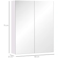 HOMCOM Bademöbel Spiegelschrank Badeschrank Hängeschrank Badezimmer Spiegel Schrank (60 x 15 x 75 cm)(m-3)