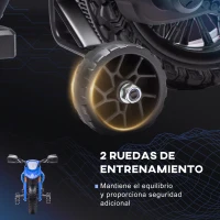 AIYAPLAY Moto Eléctrica para Niños de +3 Años Moto de Batería para Niños 12V con Ruedas Auxiliar y Bocina Carga 30 kg Azul(m-5)