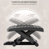 HOMCOM Ergonomische Fußstütze, höhenverstellbar, Massagefläche mit Rollen, Schwarz, 46 x 35 cm(m-5)