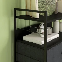 HOMCOM Cassettiera 5 Cassetti Moderna in Tessuto non Tessuto, Acciaio e MDF, 58x30x120 cm, Nera(m-8)