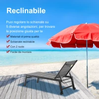 Outsunny Sdraio da Giardino Reclinabile su 5 Livelli Rivestimento Imbottito, Alluminio e Texteline, 72x168x102cm Grigio(m-4)