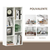 HOMCOM Estantería para Libros Librería de Madera con 7 Compartimentos de Almacenaje Plantas Archivos para Sala de Estar Dormitorio Oficina 50x24x106 cm Blanco(m-7)