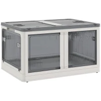 HOMCOM Caja de Almacenamiento Apilable con Tapa 69L de Capacidad Caja Organizadora Plegable con Ruedas 60x42x34 cm Blanco(m-1)