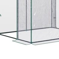 Outsunny Serre de Jardin adossée Serre adossée serre d'hivernage dim. 1,43L x 1,18l x 2,12H m 2 Portes zippées enroulables Acier PVC Transparent(m-8)
