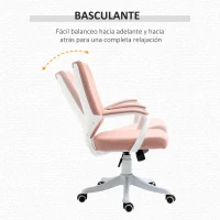 Vinsetto Silla de Escritorio Giratoria Silla de Oficina Basculante con Reposabrazos y Altura Ajustable 62x69x92-100 cm Rosa(m-5)