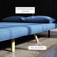 HOMCOM Sofá Cama de 2 Plazas Tapizado en Lino con Respaldo Ajustable en 5 Posiciones y 2 Almohadas 120x75x85 cm Azul Oscuro(m-7)