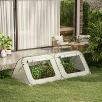 Outsunny Pop Up Mini Greenhouse with Roll Up Doors & Portable Zipper Bag for Plants Outdoor, PE Cover, 240 x 120 x 75cm(m-10)