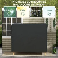 Outsunny Housse de Protection balancelle de Jardin 3 places, bâche étanche et anti-UV 420D, dim. 2,20L x 1,25l x 1,72H m PE Noir(m-4)