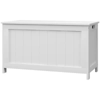 HOMCOM Aufbewahrungsbox Aufbewahrunskiste Spielzeugtruhe, MDF, 2 Griffe, 81 x 40 x 46 cm, Weiß(m-1)