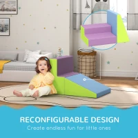 HOMCOM 2 Piece Soft Play Set for Toddler Climb and Crawl, for 12-36 Months, Blue(m-4)