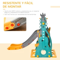 HOMCOM Tobogán Infantil con Columpio y Canasta de Baloncesto 3 en 1 para 18-36 Meses con Asiento Ajustable Parque Infantil para Interior y Exterior 152x149x107 cm Multicolor(m-6)