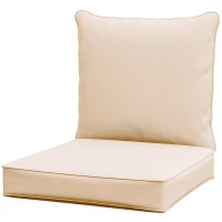 Outsunny Lot de 2 coussins matelas assise dossier pour chaise de jardin chaise longue intérieur et extérieur polyester beige(m-1)