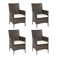 Outsunny 4 PC Rattan Chair Set, Patio Sofa Chairs Set, Cushioned Outdoor Rattan Furniture(m-1)