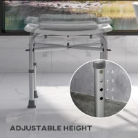 HOMCOM Aluminium Shower Stool for Elderly, Height Adjustable Shower Seat with Removable Padded Cushion, Shower Head Holder, Non-Slip Bath Stool for Seniors, Disabled, Pregnant, White(m-6)