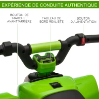HOMCOM Quad électrique pour enfants 18-36 mois véhicule à batterie 6V avec marche avant et arrière 72 x 40 x 45,5 cm vert(m-5)