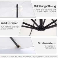 Outsunny Sonnenschirm mit Kurbel Wetterbeständig 3 m x 3 m x 2,5 m Stahl Polyester(m-5)