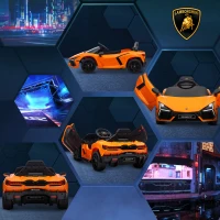 AIYAPLAY Coche Eléctrico para Niños de +3 Años Lamborghini Revuelto con Mando a Distancia Faros LED Bocina Música Naranja(m-9)