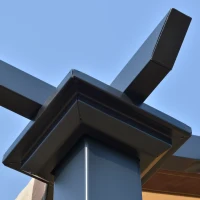 Outsunny Pergola con Tende Scorrevoli da Giardino 295x245cm, Gazebo a Pergola da Esterno in Metallo Cachi(m-8)