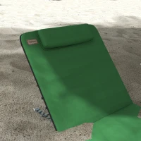 Outsunny Set of Two Metal Frame Beach Chairs, with Reclining Backs - Green(m-8)