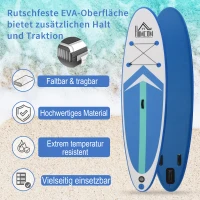 HOMCOM Aufblasbares Surfbrett Surfboard Stand Up Board mit Paddel Rutschfest Inkl. Ausrüstung PVC EVA 305 x 80 x 15 cm(m-6)