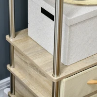 HOMCOM Double portant à vêtements réglables hauteur et largeur 4 tiroirs en tissu amovibles 1 étagère 4 roulettes beige argenté(m-9)
