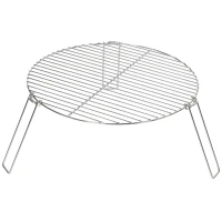 Outsunny Grille de barbecue en acier galvanisé grille BBQ portable avec 3 pieds repliables Ø 50 cm(m-1)