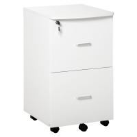 Vinsetto Cajonera de Oficina Mueble Auxiliar con 2 Cajones Cierre con Llave para Estudio Despacho 43x45x72 cm Blanco