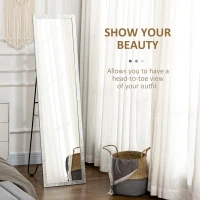 HOMCOM Full Length Mirror Free Standing Mirror Dressing Mirror with PS Frame Modern Wall Mirror for Living Room and Bedroom 34 x 144cm, Silver(m-4)