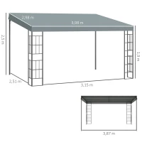 Outsunny Pergola 4 x 3 m Gartenpavillon Pavillon Überdachung Zelt Metall Polyester Grau(m-3)