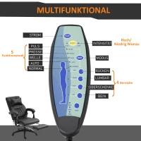 Vinsetto Massagesessel Chefsessel mit Massagefunktion 7 Massagepunkte höhenverstellbarer Drehstuhl mit Fußstütze Kopfstütze zeitgenössisch Schaumstoff  PVC Schwarz 68 x 79 x 104-112 cm(m-7)