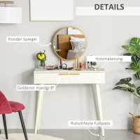 HOMCOM Schminktisch Frisiertisch modern Kosmetiktisch mit Spiegel Schublade Schlafzimmer Holz Weiß 80 x 40 x 123 cm(m-4)