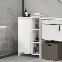 HOMCOM Armario de Baño con Estantes Abiertos Puerta y Estante Ajustable Antivuelco para Salón Dormitorio 53x30x80 cm Blanco(m-7)