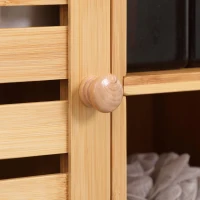 kleankin Armario de Pared de Bambú Mueble Colgante de Baño con 4 Compartimientos y Toallero 65x17,8x54,6 cm Natural(m-8)