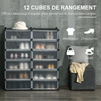 HOMCOM Armoire meuble à chaussures modulable 94L x 37l x 108H cm 12 cubes rectangulaires capacité 24 paires de chaussures(m-4)