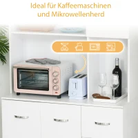 HOMCOM Küchenschrank, Hochschrank mit 3 Schubladen,Sideboard, Aufbewahrungsschrank mit verstellbaren Ablagen, Kommode, Weiß, 100x 39,5 x 183,5 cm(m-5)