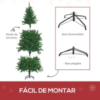 HOMCOM Árbol de Navidad Artificial con Luces Preinstaladas de 180 cm y 714 Ramas Decoración Navideña para Interior Verde(m-7)