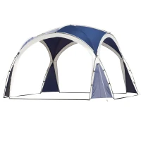Outsunny Kuppelzelt für 6-8 Personen, Pavillon, Schutz vor Sonne und Nieselregen, 3,5 x 3,5 x 2,22 m, Blau(m-1)
