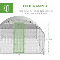 PawHut Gallinero Exterior Grande 380x280x195 cm para 10-12 Gallinas con Cubierta de Tela para Pollos Conejos Patos Plata(m-5)