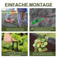 Outsunny Unkrautvlies Anti-Unkrautgewebe Bändchengewebe Reißfestes Bodendecker 100g/m² Unterbodengewebe mit grünen Trennwänden wasserdurchlässig PP-Kunststoff Schwarz 50x1 m(m-7)