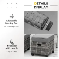 Outsunny Luxus Polyrattan Gartenmöbel Set für 7 Personen Gartengarnitur Loungemöbel mit Beistelltisch Sitzkissen Grau(m-7)
