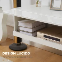 HOMCOM Mobile TV Sospeso 65" max in Truciolato con 2 Armadietti a Ribalta e Luci LED, 150x40x30 cm(m-7)